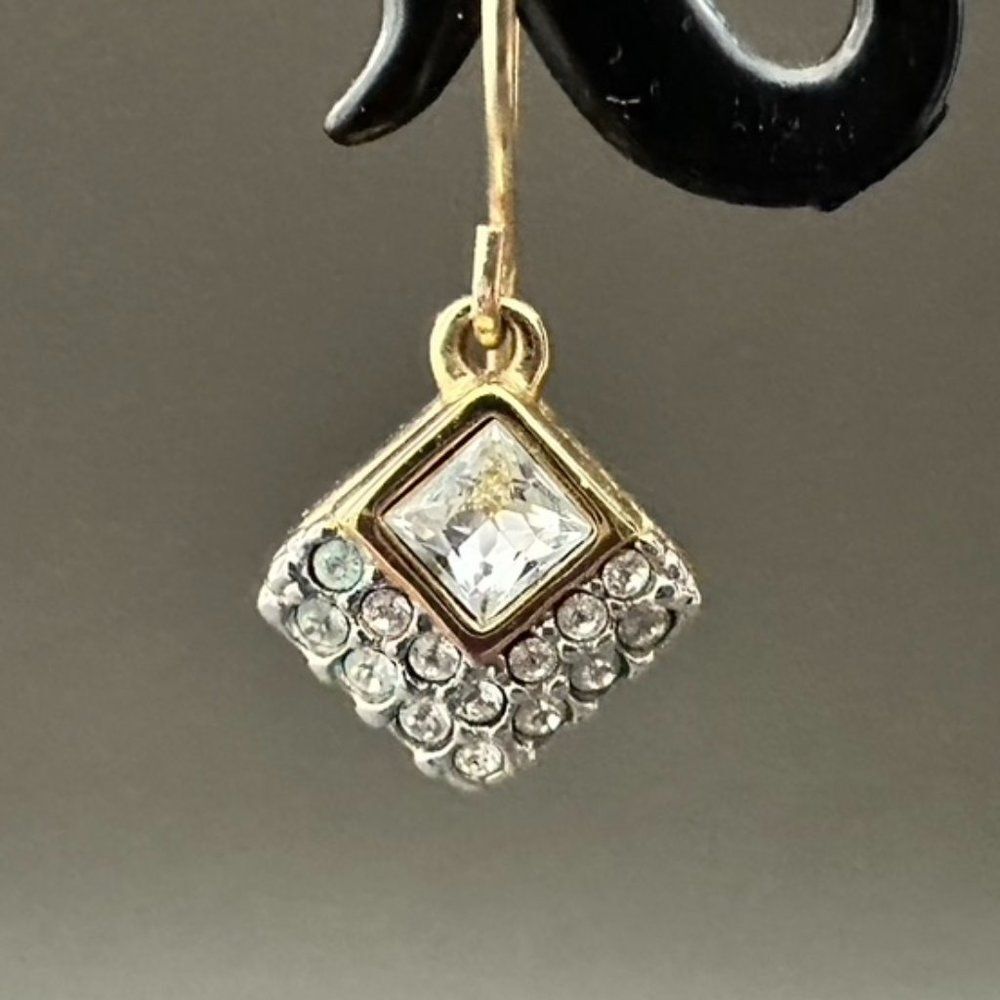 Vintage Swarovski Crystal Drop Dangle Earrings - Gold tone